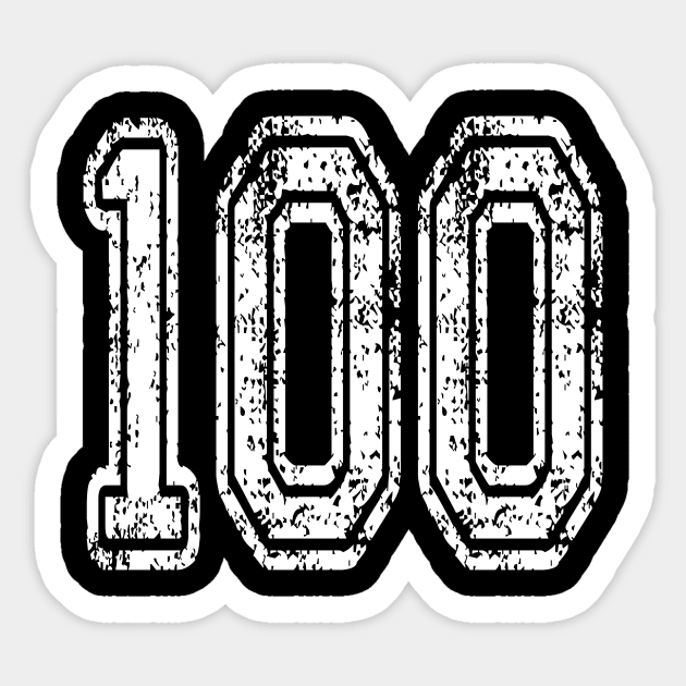 Number 100 Grungy in white Sticker by Sterling